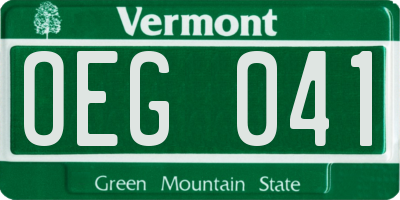 VT license plate OEG041