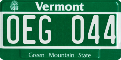 VT license plate OEG044