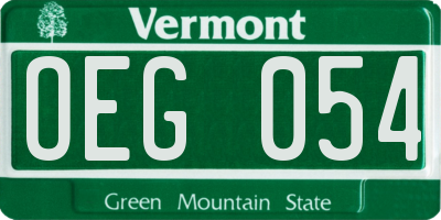 VT license plate OEG054