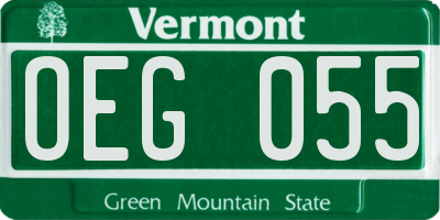 VT license plate OEG055