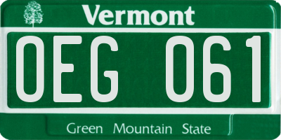 VT license plate OEG061