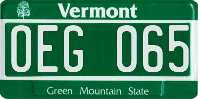 VT license plate OEG065