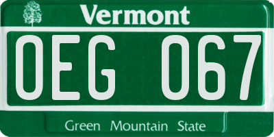 VT license plate OEG067