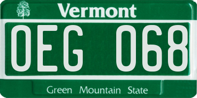 VT license plate OEG068
