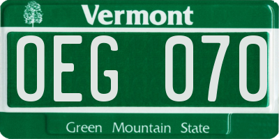 VT license plate OEG070
