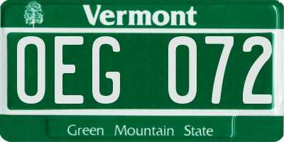 VT license plate OEG072