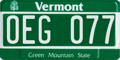 VT license plate OEG077