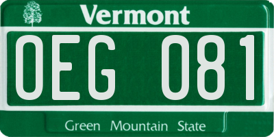 VT license plate OEG081