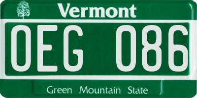 VT license plate OEG086