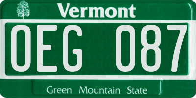 VT license plate OEG087
