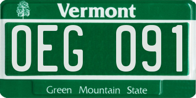 VT license plate OEG091