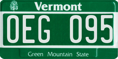 VT license plate OEG095