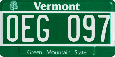 VT license plate OEG097