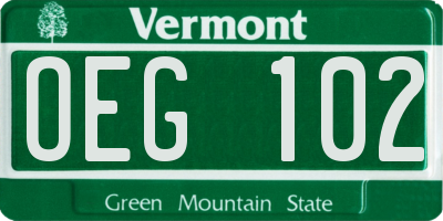 VT license plate OEG102
