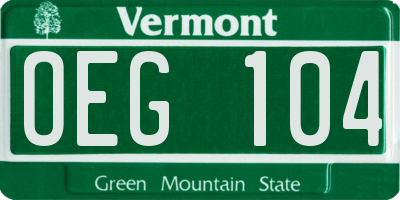 VT license plate OEG104
