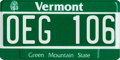 VT license plate OEG106