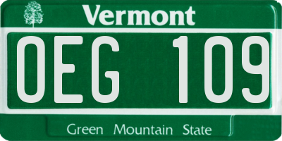 VT license plate OEG109