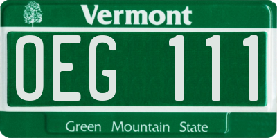 VT license plate OEG111