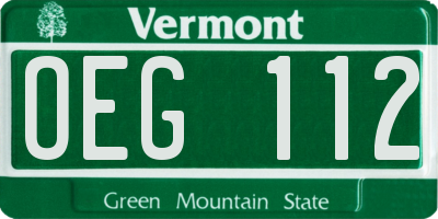 VT license plate OEG112