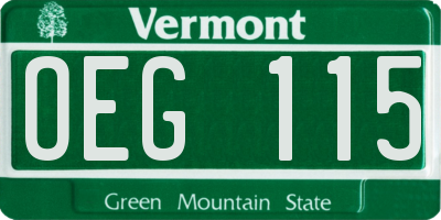 VT license plate OEG115