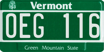 VT license plate OEG116