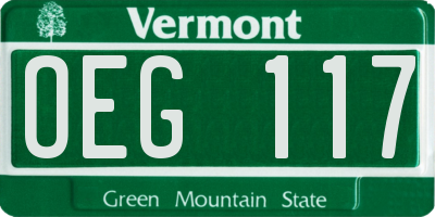 VT license plate OEG117