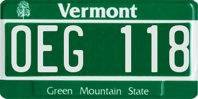 VT license plate OEG118