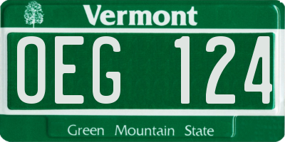 VT license plate OEG124