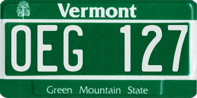 VT license plate OEG127