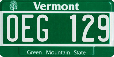 VT license plate OEG129