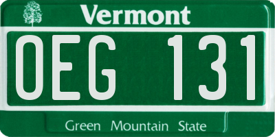 VT license plate OEG131