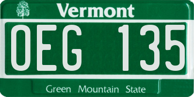 VT license plate OEG135