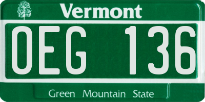 VT license plate OEG136