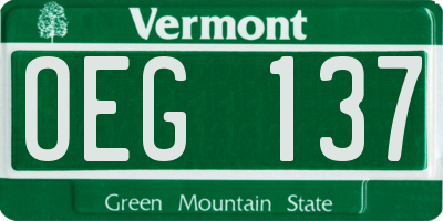 VT license plate OEG137