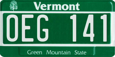 VT license plate OEG141