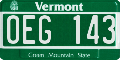 VT license plate OEG143