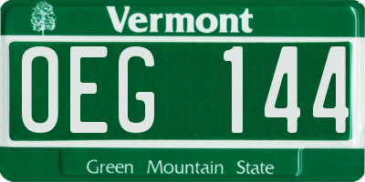 VT license plate OEG144