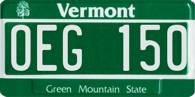VT license plate OEG150