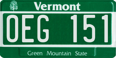 VT license plate OEG151