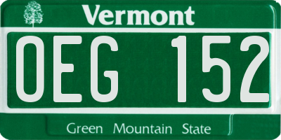VT license plate OEG152