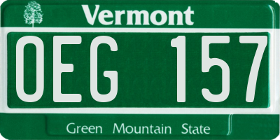 VT license plate OEG157