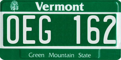 VT license plate OEG162