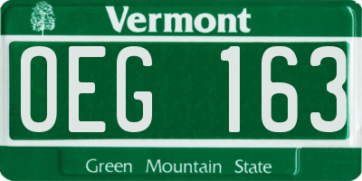 VT license plate OEG163