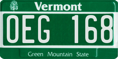 VT license plate OEG168