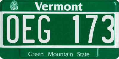 VT license plate OEG173