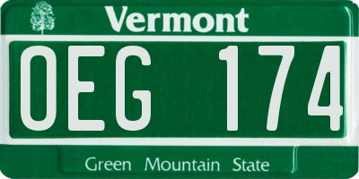 VT license plate OEG174
