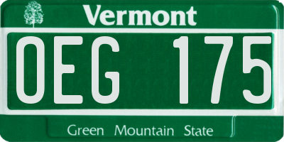 VT license plate OEG175