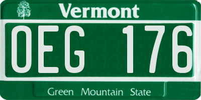 VT license plate OEG176