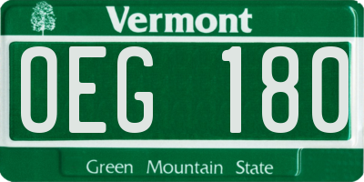 VT license plate OEG180