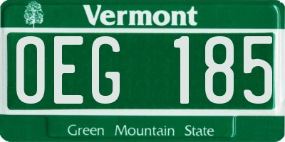 VT license plate OEG185
